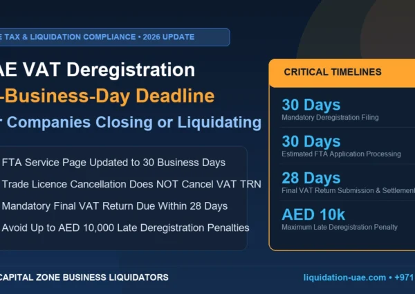 UAE VAT Deregistration Update 2026: 30-Business-Day Deadline for Companies Closing or Liquidating