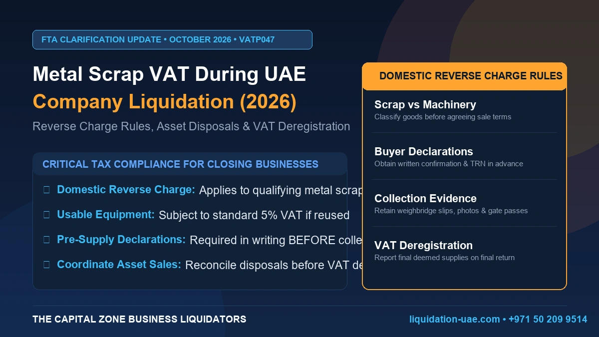 Metal scrap VAT review during UAE factory and warehouse liquidation