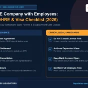 UAE company closure employee final settlement MOHRE and visa cancellation checklist