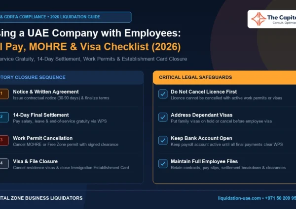 Closing a UAE Company with Employees: Final Pay, MOHRE and Visa Cancellation Checklist